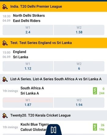 Varied betting categories